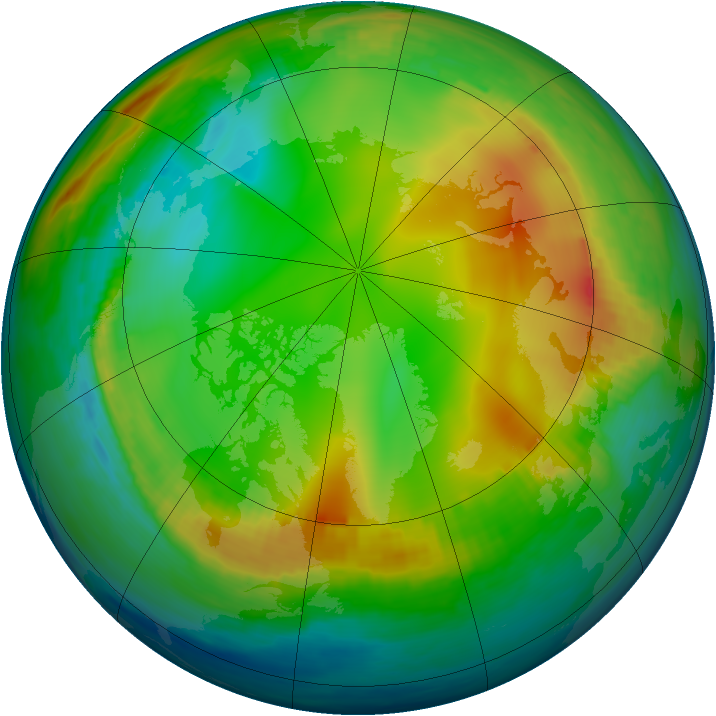 Arctic ozone map for 14 December 1979